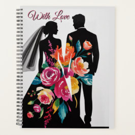Floral Silhouette | Modern Bride & Groom Art
