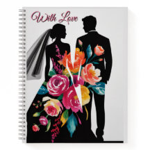 Floral Silhouette | Modern Bride & Groom Art