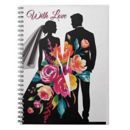 Floral Silhouette | Modern Bride & Groom Art Anteckningsbok