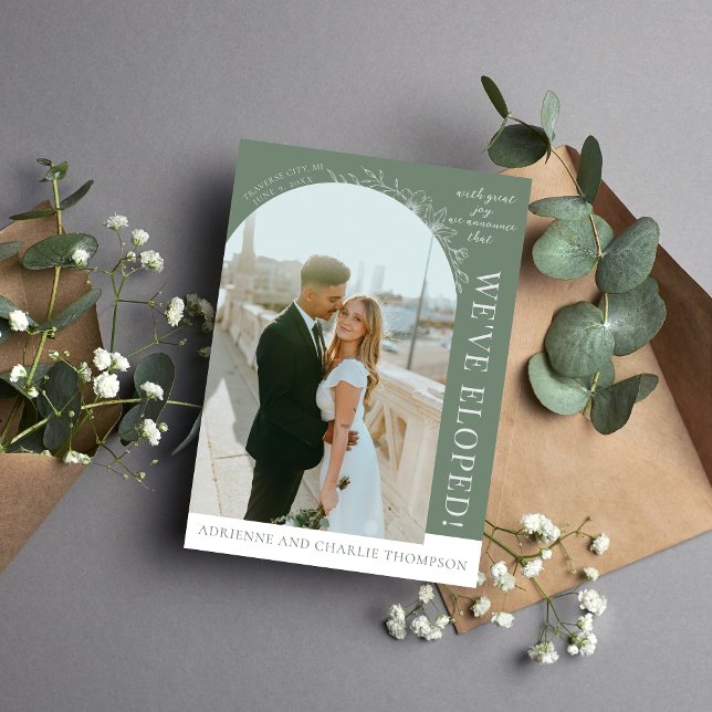 Floral Simplicity 1 Modern Green Elopement Meddelande (Skapare uppladdad)