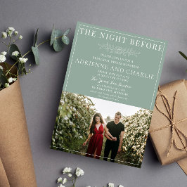 Floral Simplicity 1 Modern Green Rehearsal Dinner Inbjudningar