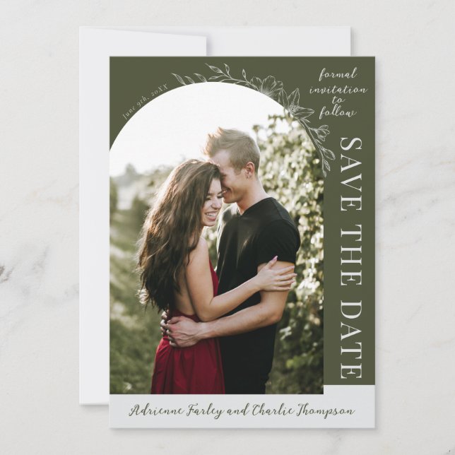 Floral Simplicity 1 | Modern Green | Save The Date Spara Datumet (Framsida)