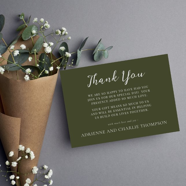 Floral Simplicity 1 Modern Green Thank You Note Tack Kort (Skapare uppladdad)