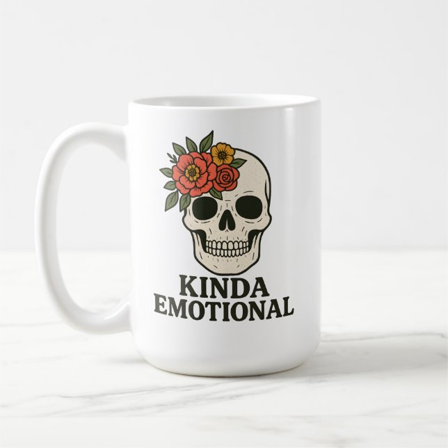 Floral Skull Aesthetic with Soft Emotional Touch Kaffemugg (Vänster)