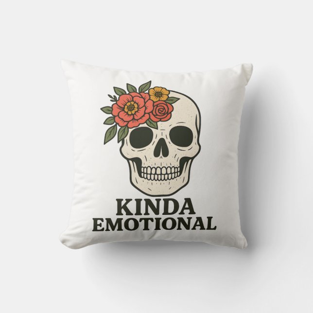 Floral Skull Aesthetic with Soft Emotional Touch Kudde (Framsida)