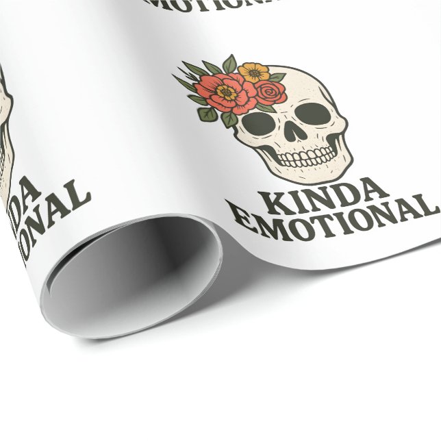 Floral Skull Aesthetic with Soft Emotional Touch Presentpapper (Rullad Hörn)