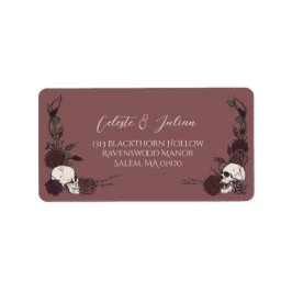 Floral Skull Mauve Pink Gothic Return Address Adressetikett