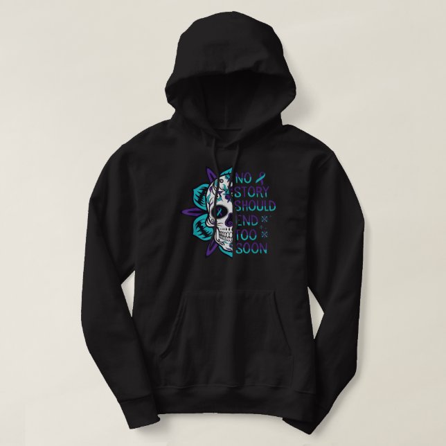 Floral Skull Suicide Awareness Mental Health  Hoodie (Design framsida)