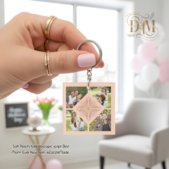 Floral Soft peach kaleidoscopic Script Best Mom  (kaleidoscopic script)