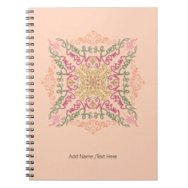 Floral Soft peach kaleidoscopic Script Best Mom  Anteckningsbok