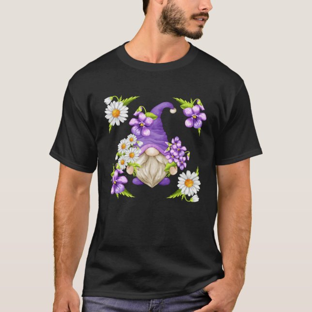 Floral Sommer Graphic For Women Purple Gnome Daisy T Shirt (Framsida)