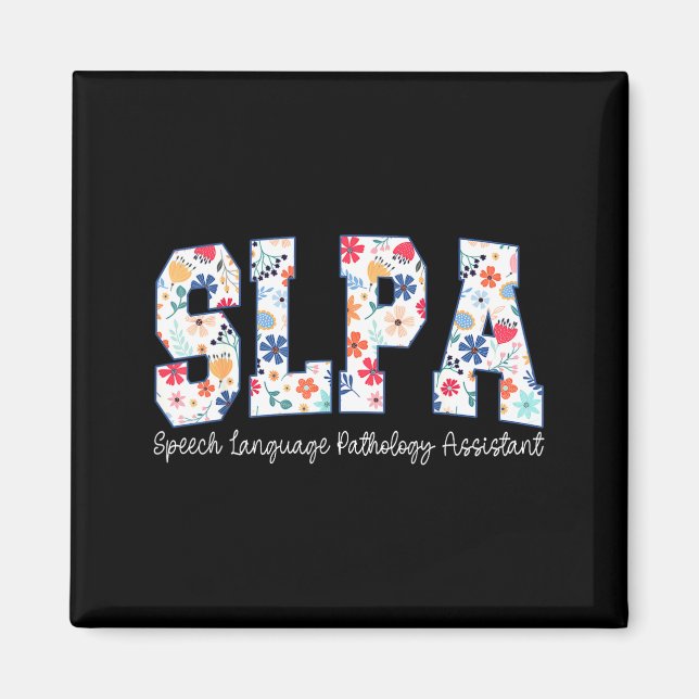 Floral Speech Language Pathology Istant Slpa Appre Magnet (Framsidan)