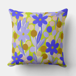 Floral Spots in retro green pattern Kudde