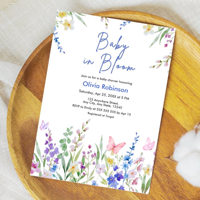 Floral Spring Baby in Bloom Baby Shower  Inbjudningar (Floral Spring Baby in Bloom Baby Shower Invitation )