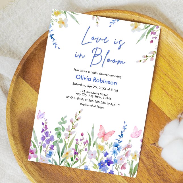 Floral Spring Love is in Bloom Bridal Shower  Inbjudningar (Floral Spring Love is in Bloom Bridal Shower Invitation )