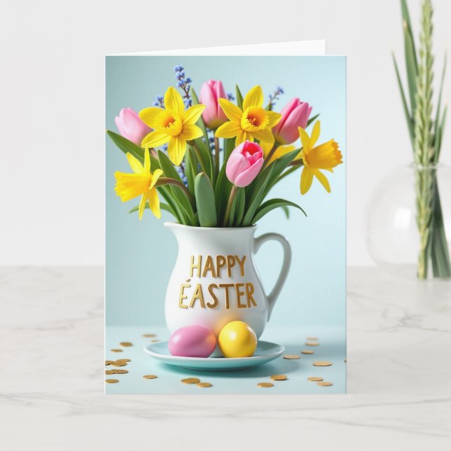 Floral Springtime Pitcher Card Kort (Framsida)