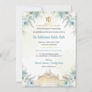 Floral Sri Sukhmani Sahib Path Invitation Inbjudningar