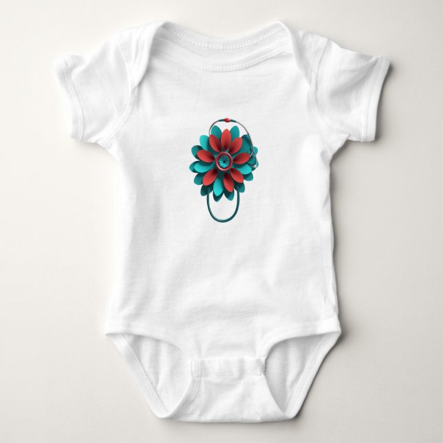 Floral Stethoscope Design – Unique Medical & Healt T Shirt (Framsida)