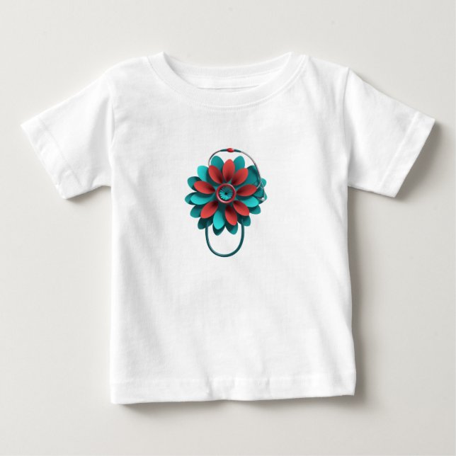 Floral Stethoscope Design – Unique Medical & Healt T Shirt (Framsida)