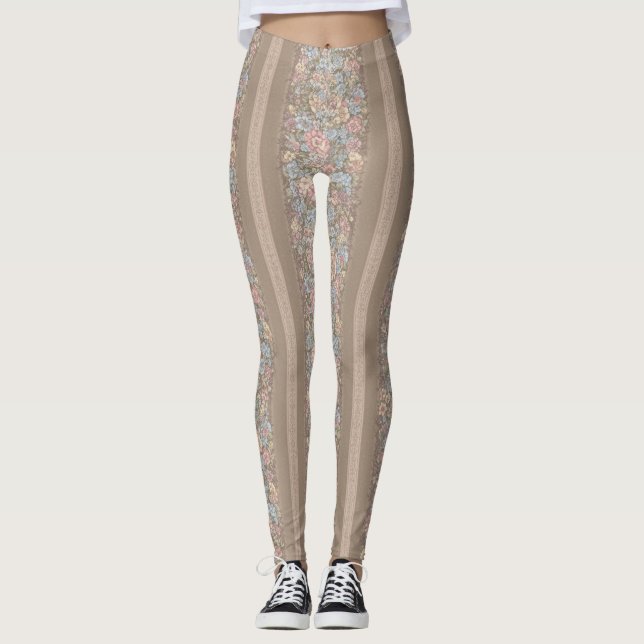 Floral Stripes Pattern – Elegant Repeating Leggings (Framsida)