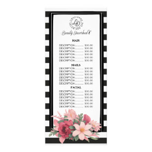 Floral Stripes Salon Rack Card Reklamkort