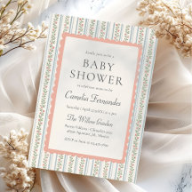 Floral Stripes Vintage Retro Baby Shower