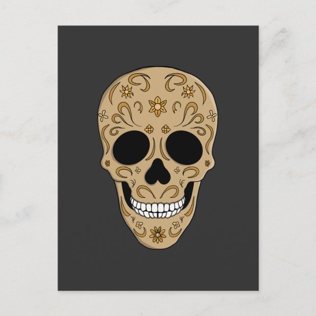 Floral Sugar Skull Dia de los Muertos Helg Vykort (Framsida)