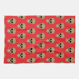 Floral Sugar Skull Dia de los Muertos Kökshandduk