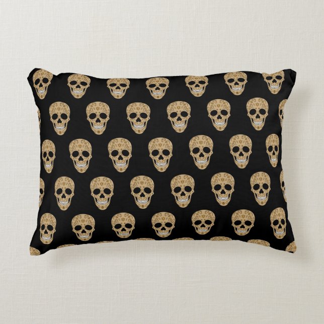 Floral Sugar Skull Dia de los Muertos Prydnadskudde (Framsidan)