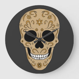 Floral Sugar Skull Dia de los Muertos Stor Klocka