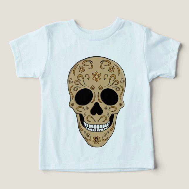 Floral Sugar Skull Dia de los Muertos T Shirt (Design Framsida)