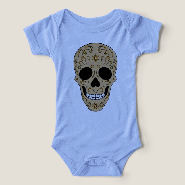 Floral Sugar Skull Dia de los Muertos T Shirt (Design Framsida)