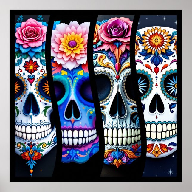 Floral Sugar Skull  Poster (Framsidan)