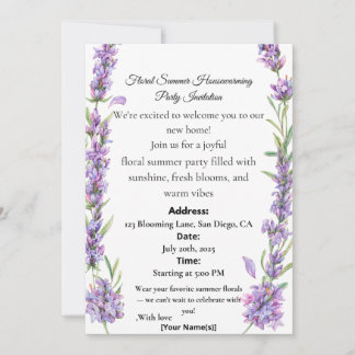 Floral Summer Housewarming Party Invitation Inbjudningar