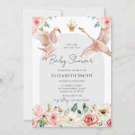 Floral Svan Prinsessa Barnkalas Inbjudningar