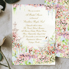 floral swan chic calligraphy bridal shower inbjudningar