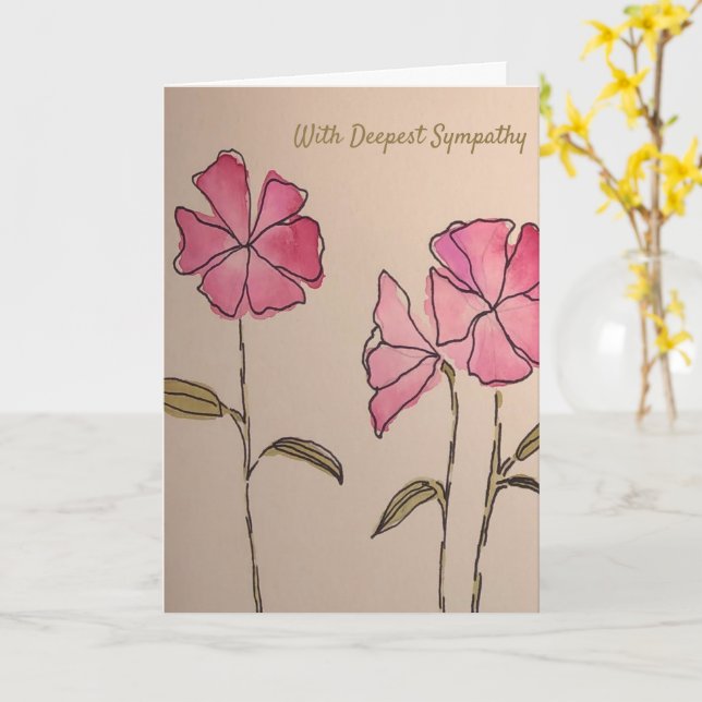 Floral Sympathy Card (Blank Inside) Kort (Gul blomma)