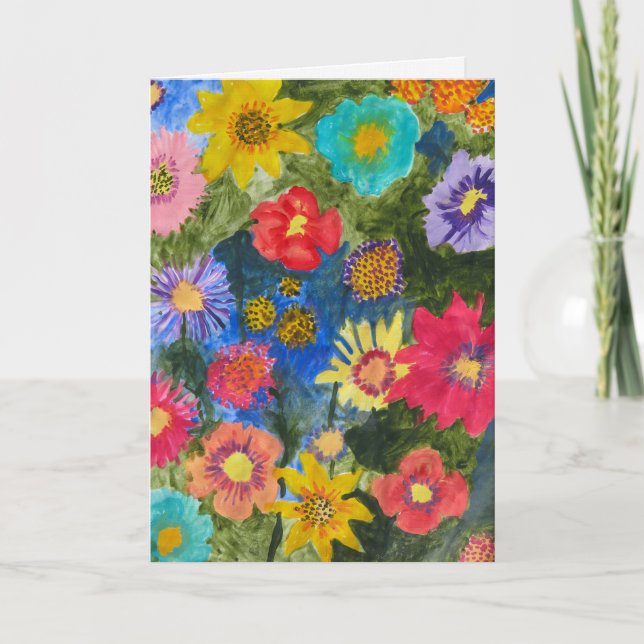  Floral Symphony - Uplifting Blank Greeting Card Kort (Framsida)