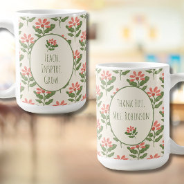 Floral Teacher Appreciation Mug | Custom Name Kaffemugg
