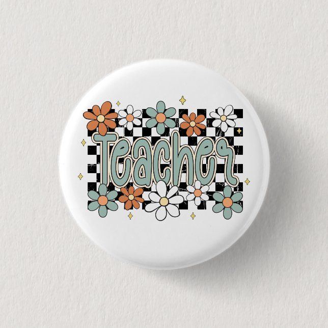 Floral Teacher Button Knapp (Framsida)