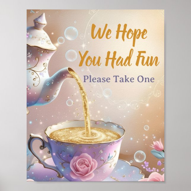 Floral Teacup & Teapot - Pastel Elegant Tea Party Poster (Framsidan)