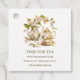 Floral Teapot Time for Tea Baby Shower  Gåvor Etiketter
