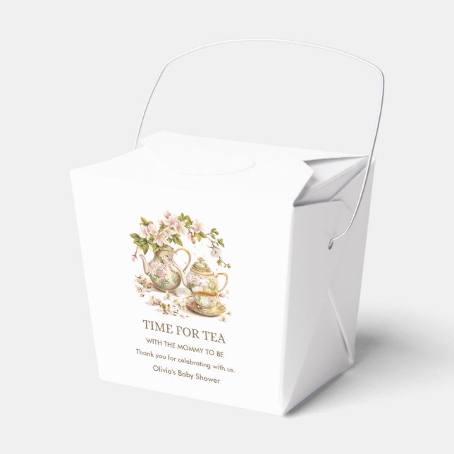 Floral Teapot Time for Tea Baby Shower  Presentaskar (Framsidan Sidan)