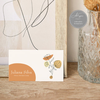 Floral Terracotta Minimalist Business Card Visitkort
