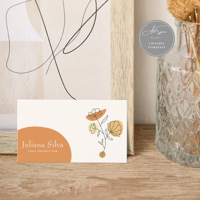 Floral Terracotta Minimalist Business Card Visitkort (Skapare uppladdad)