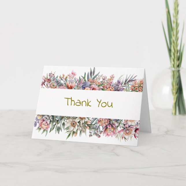 Floral Thank You Card Tack Kort (Framsida)