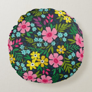 Floral Throw Pillow | Colorful Flower RoundCushion Rund Kudde