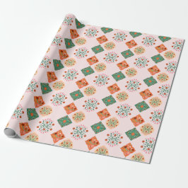 Floral Tile Wrapping Paper | Folk Garden Pattern G Presentpapper