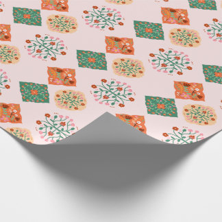 Floral Tile Wrapping Paper | Folk Garden Pattern G Presentpapper