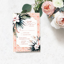 Floral Tiles | Moroccan Tropical Wedding RSVP OSA Kort